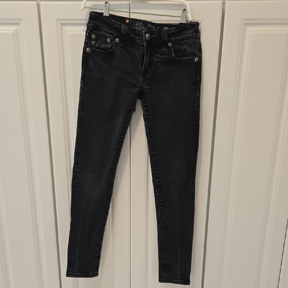 Miss Me Black Skinny Jeans with Embellished Pockets